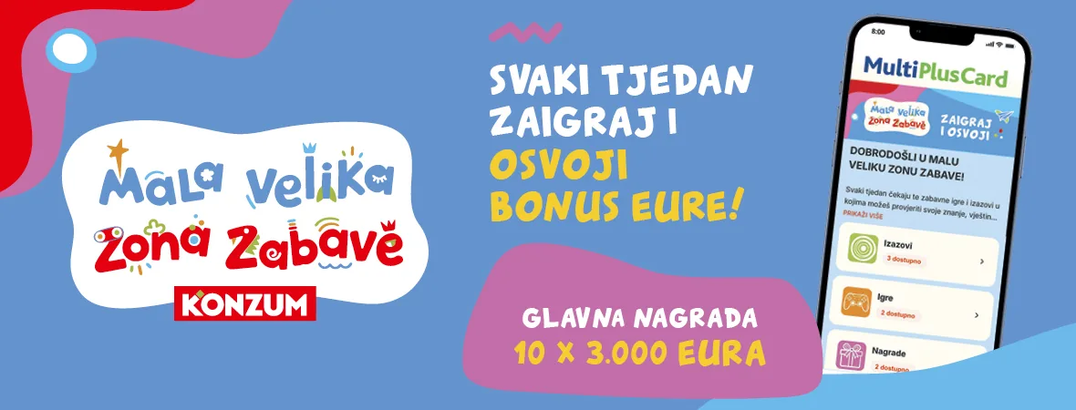 Mala velika zona zabave – svaki tjedan zaigraj i osvoji BONUS eure, glavna nagrada 10 x 3.000 eura